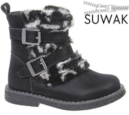 Buty zimowe dziecięce American Club BGC-36 różowe i czarne rozm.27-31