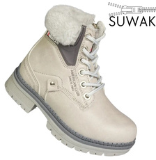 Buty zimowe dziecięce American Club BSP-3 bordowe i szare rozm.27-31