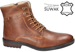 Obuwie przejściowe męskie American Club MCY-85 czarne i camelowe rozm.41-45